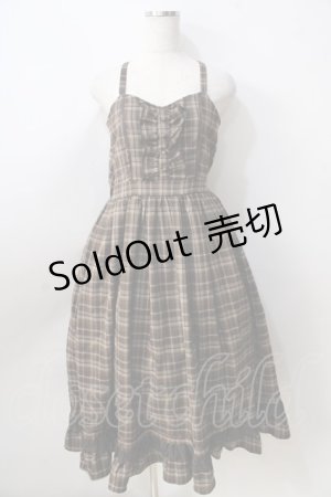 画像: axes femme POETIQUE / フリルデザインキャミワンピース  ブラウン Y-25-08-30-130-AX-OP-SZ-ZI