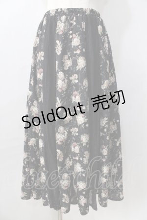 画像: axes femme / 花柄ｘレーススカート  黒 Y-25-08-30-149-AX-SK-SZ-ZI