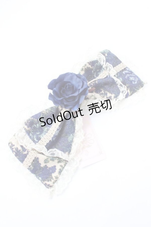 画像1: metamorphose / ゴブランブーケリボンバレッタ  青 Y-25-08-30-019-ME-AC-SZ-ZY (1)