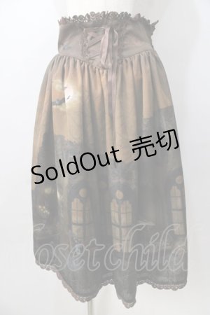 画像: ALICE and the PIRATES / Vampire Nocturne柄スカート  茶 Y-25-08-30-156-PA-SK-SZ-ZY