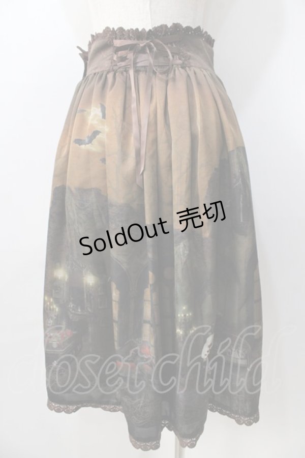 画像2: ALICE and the PIRATES / Vampire Nocturne柄スカート  茶 Y-25-08-30-156-PA-SK-SZ-ZY (2)