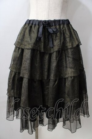 画像: metamorphose / ラメチュールフリルスカート  黒 Y-25-08-30-164-ME-SK-SZ-ZY