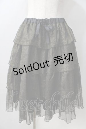 画像: metamorphose / ラメチュールフリルスカート  黒 Y-25-08-30-164-ME-SK-SZ-ZY