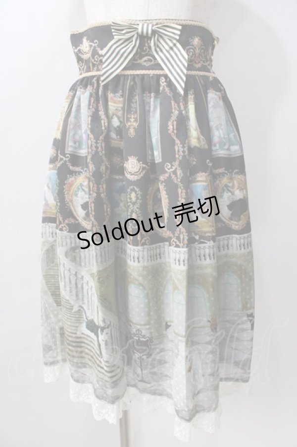 画像1: BABY,THE STARS SHINE BRIGHT / Mon Chouchou Hermitage柄スカート  黒 Y-25-08-30-171-BA-SK-SZ-ZY (1)