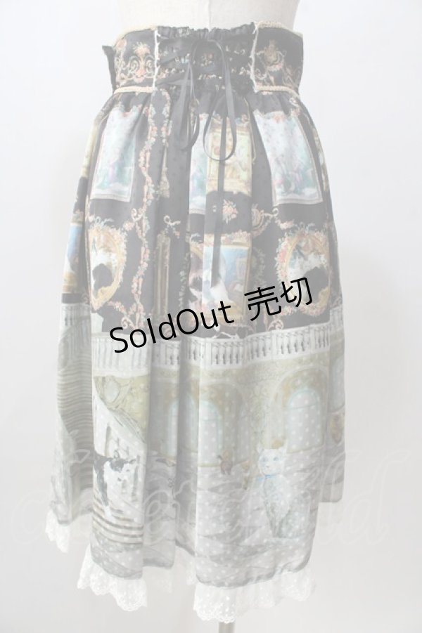 画像2: BABY,THE STARS SHINE BRIGHT / Mon Chouchou Hermitage柄スカート  黒 Y-25-08-30-171-BA-SK-SZ-ZY (2)