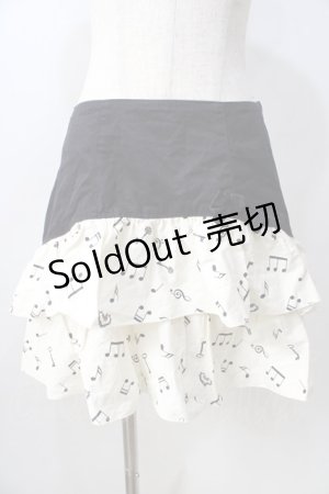 画像: PEACE NOW / 音符柄スカート M 黒×白 Y-25-08-30-174-PU-SK-SZ-ZY