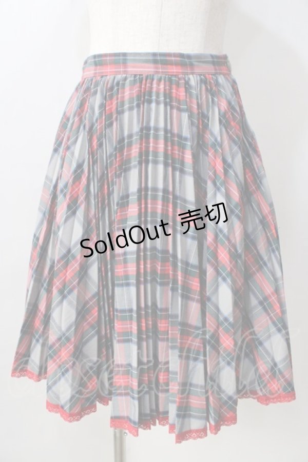 画像1: MILK / アコーディオンプリーツチェックスカート  グレー Y-25-08-30-176-ML-SK-SZ-ZY (1)