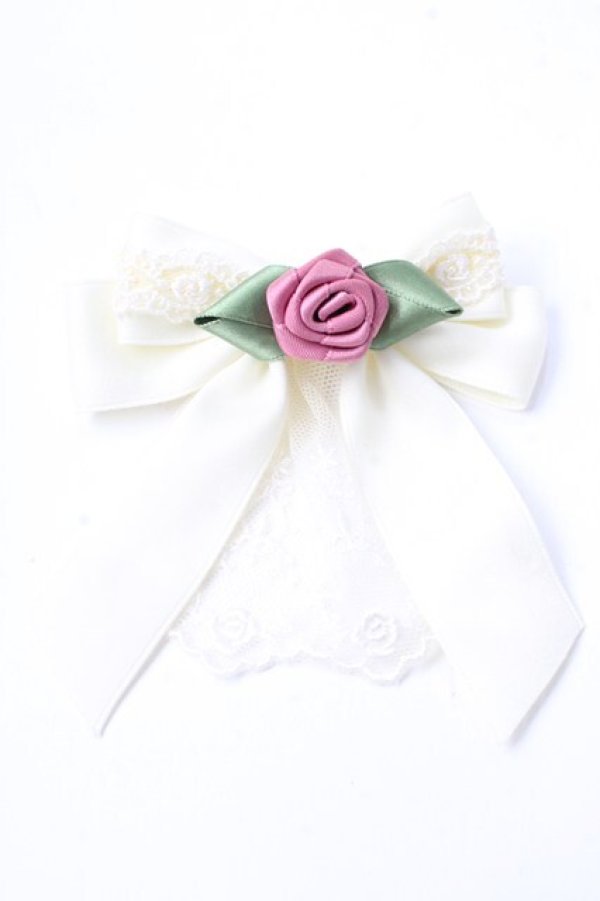 画像1: Innocent World / 巻きバラとレースリボンクリップ  アイボリー Y-25-08-30-024-IW-ZA-SZ-ZY (1)