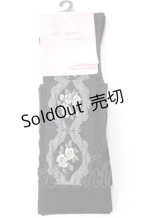 画像: m petit by misako / ECAMOVKバラレースソックス 23-25 中黒 Y-25-08-30-031-LO-ZA-SZ-ZY