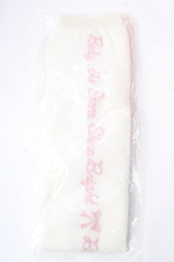 画像1: BABY,THE STARS SHINE BRIGHT / キラキラBABYロゴオーバーニーソックス  白 Y-25-08-30-032-BA-ZA-SZ-ZY (1)