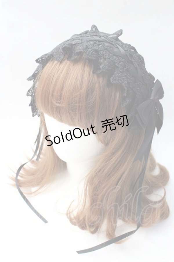 画像1: GOTH / レースヘッドドレス  黒 Y-25-08-30-052-GO-AC-SZ-ZY (1)