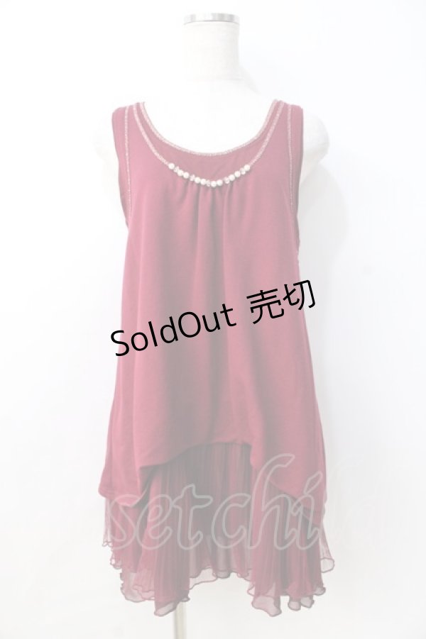 画像1: axes femme / 重ね着風ノースリトップス  ワイン Y-25-08-31-036-AX-BL-SZ-ZY (1)