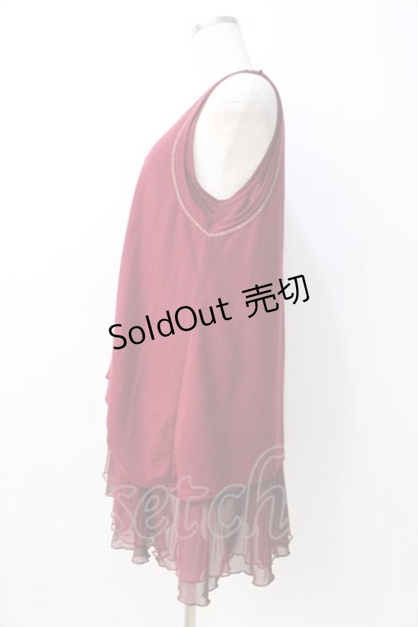 画像2: axes femme / 重ね着風ノースリトップス  ワイン Y-25-08-31-036-AX-BL-SZ-ZY (2)