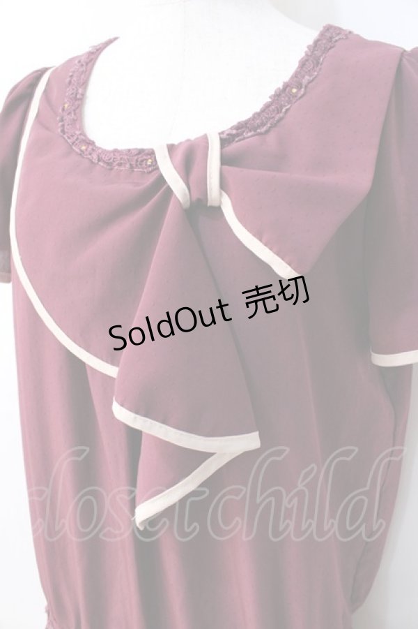 画像4: axes femme / リボンデザインチュニ  ワイン Y-25-08-31-037-AX-OP-SZ-ZI (4)