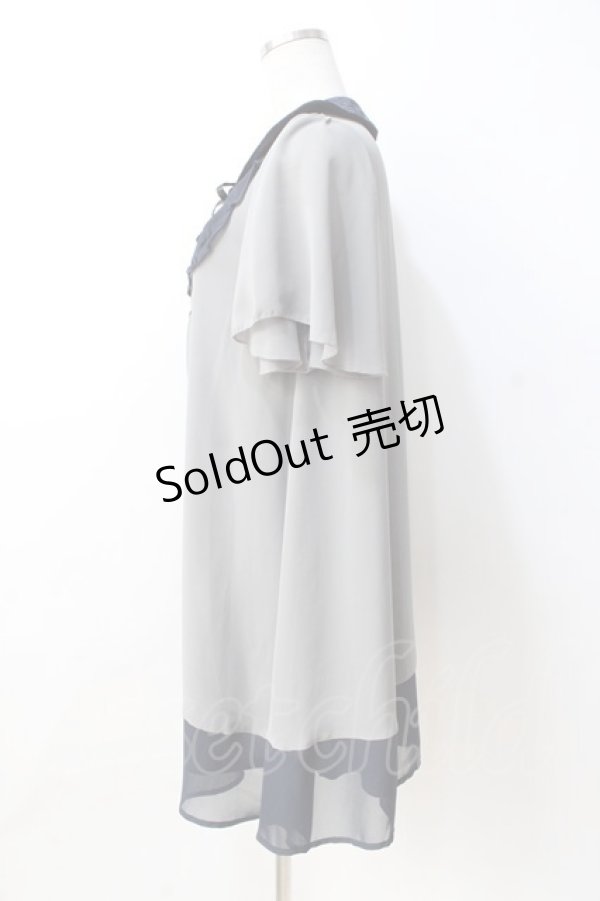 画像2: axes femme / シフォンチュニック  グレー Y-25-08-31-038-AX-TO-SZ-ZY (2)