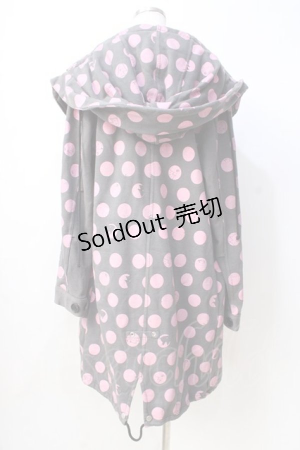 画像3: MINT NeKO / フード付きねこじろう×ドットロングパーカー  グレー Y-25-08-31-039-HN-TO-SZ-ZY (3)