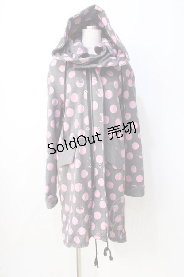 画像4: MINT NeKO / フード付きねこじろう×ドットロングパーカー  グレー Y-25-08-31-039-HN-TO-SZ-ZY (4)