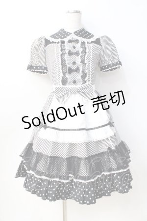 画像: Angelic Pretty / Stripe Girly Cafe Set  ブラック Y-25-08-31-051-AP-OP-SZ-ZY