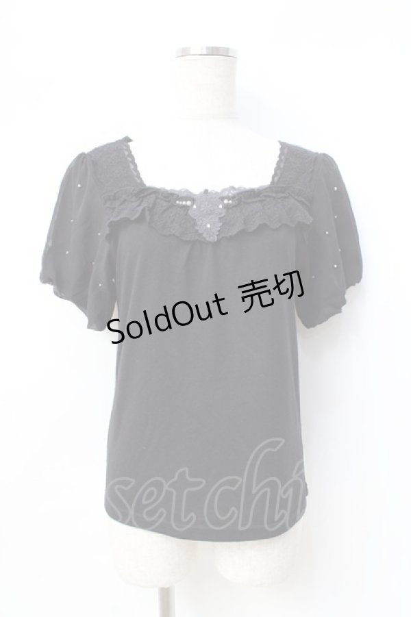 画像1: axes femme / 胸元レーストップス  黒 Y-25-08-31-009-AX-TO-SZ-ZY (1)