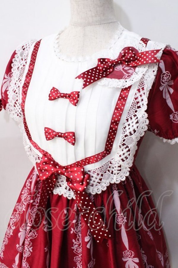 画像4: BABY,THE STARS SHINE BRIGHT / Sugar Rose Tea Timeプリントワンピース  エンジ Y-25-08-31-056-BA-OP-SZ-ZY (4)