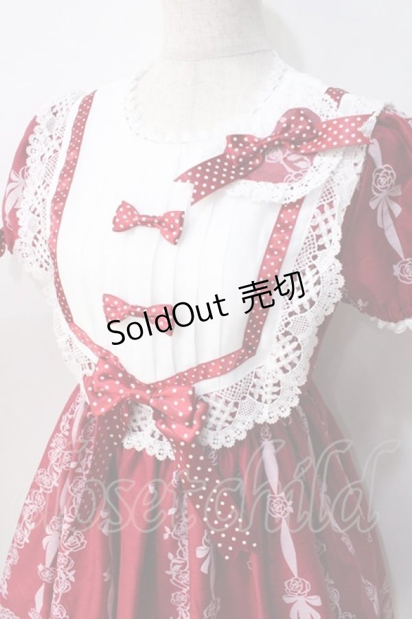 【最終値下げ】Sugar Rose Tea Timeプリントワンピース エンジ BABY,THE STARS SHINE BRIGHT / Sugar Rose Tea Timeプリント