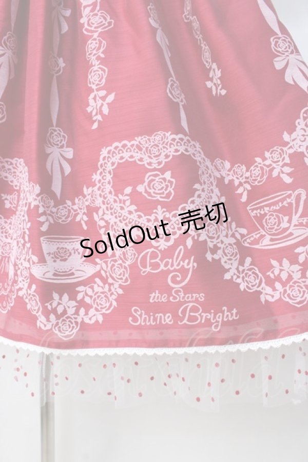 【最終値下げ】Sugar Rose Tea Timeプリントワンピース　エンジ Sugar Rose Tea Timeプリント | BABY, THE STARS SHINE BRIGHT