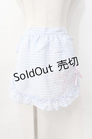 画像: Angelic Pretty / オリジナルロゴギンガムフリルエプロン  サックス Y-25-08-31-058-AP-SK-SZ-ZY