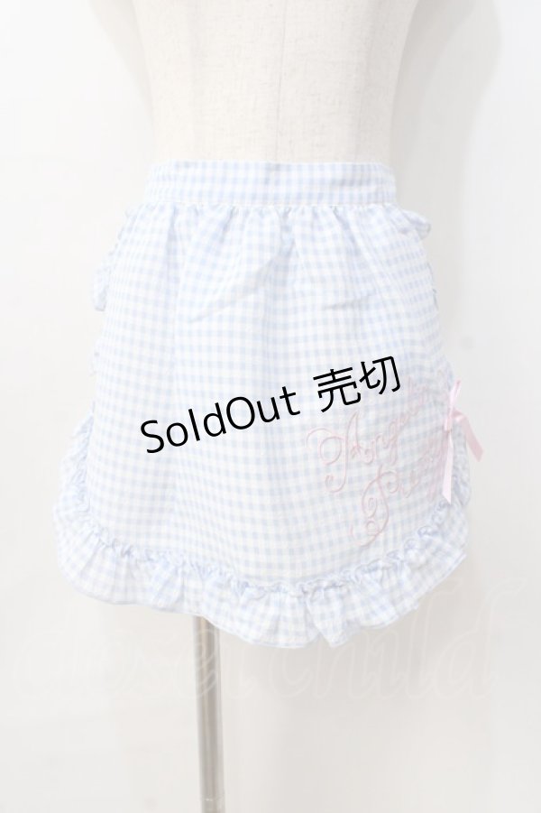 画像1: Angelic Pretty / オリジナルロゴギンガムフリルエプロン  サックス Y-25-08-31-058-AP-SK-SZ-ZY (1)