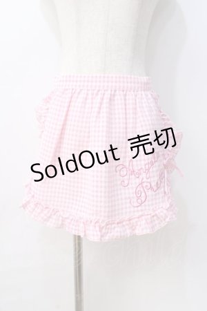 画像: Angelic Pretty / オリジナルロゴギンガムフリルエプロン  ピンク Y-25-08-31-059-AP-SK-SZ-ZY