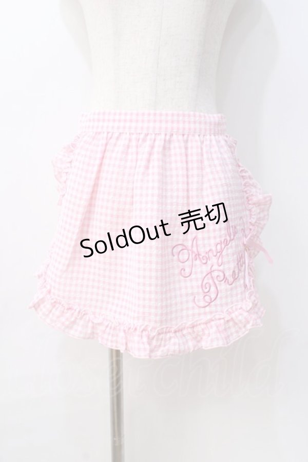 画像1: Angelic Pretty / オリジナルロゴギンガムフリルエプロン  ピンク Y-25-08-31-059-AP-SK-SZ-ZY (1)