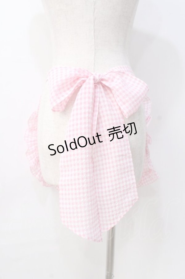 画像2: Angelic Pretty / オリジナルロゴギンガムフリルエプロン  ピンク Y-25-08-31-059-AP-SK-SZ-ZY (2)