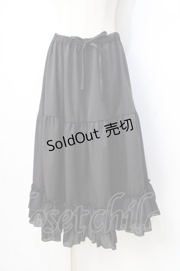 画像1: axes femme kawaii / ミディフリルペチスカート M 黒 Y-25-08-31-064-AX-SK-SZ-ZH (1)