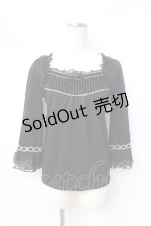 画像: axes femme / ベロア使いカットソー  黒 Y-25-08-31-010-AX-TO-SZ-ZY