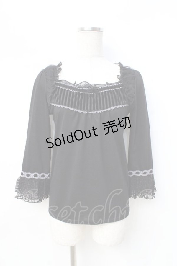 画像1: axes femme / ベロア使いカットソー  黒 Y-25-08-31-010-AX-TO-SZ-ZY (1)