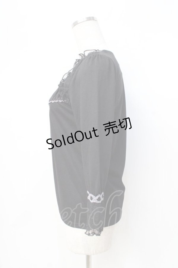 画像2: axes femme / ベロア使いカットソー  黒 Y-25-08-31-010-AX-TO-SZ-ZY (2)