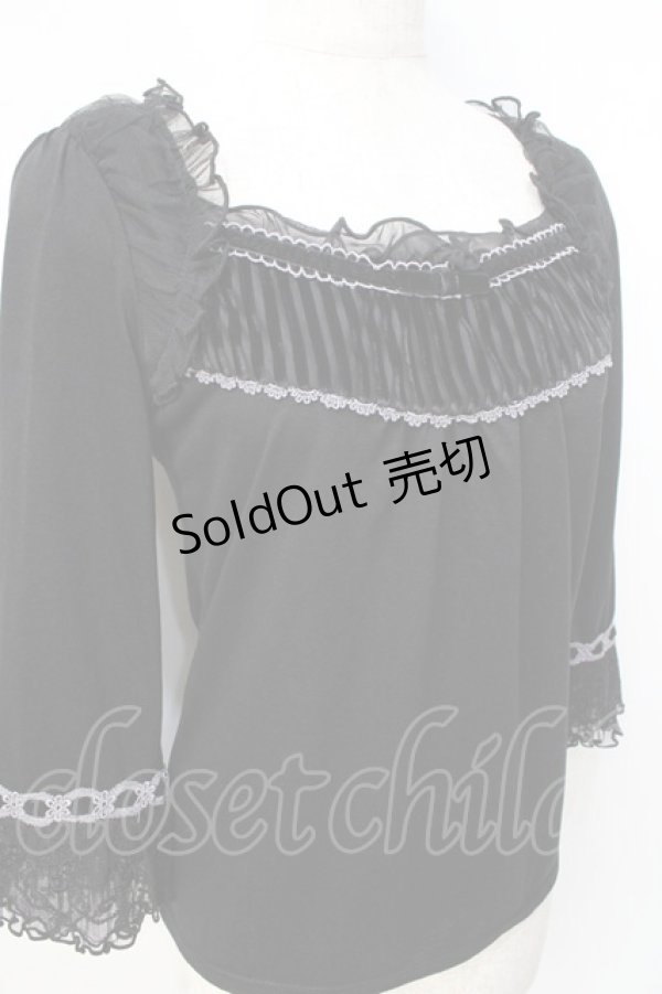 画像4: axes femme / ベロア使いカットソー  黒 Y-25-08-31-010-AX-TO-SZ-ZY (4)