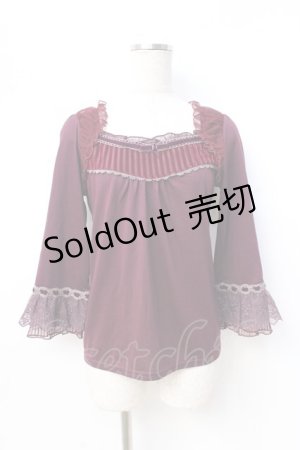 画像: axes femme / ベロア使いカットソー  ワイン Y-25-08-31-011-AX-TO-SZ-ZY