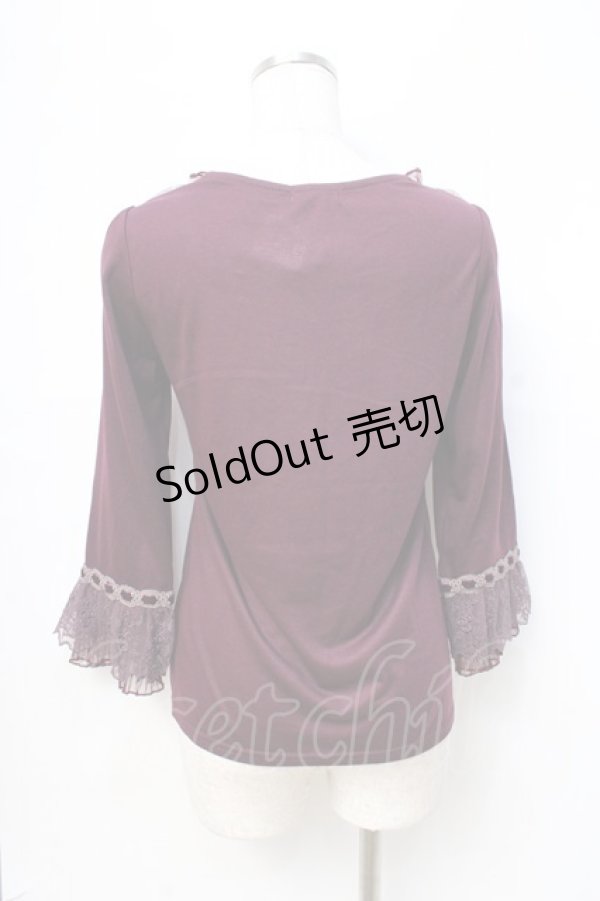 画像3: axes femme / ベロア使いカットソー  ワイン Y-25-08-31-011-AX-TO-SZ-ZY (3)