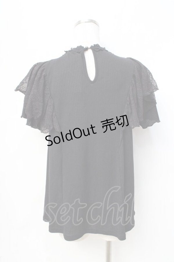 画像3: axes femme / レースラッフルテレコトップス  黒 Y-25-08-31-013-AX-TO-SZ-ZY (3)