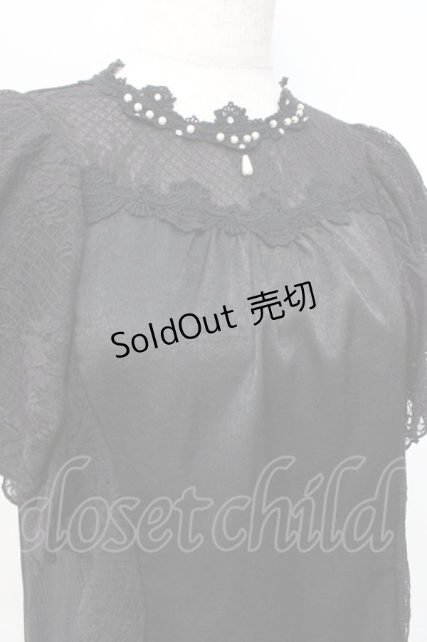 画像4: axes femme / レースラッフルテレコトップス  黒 Y-25-08-31-013-AX-TO-SZ-ZY (4)