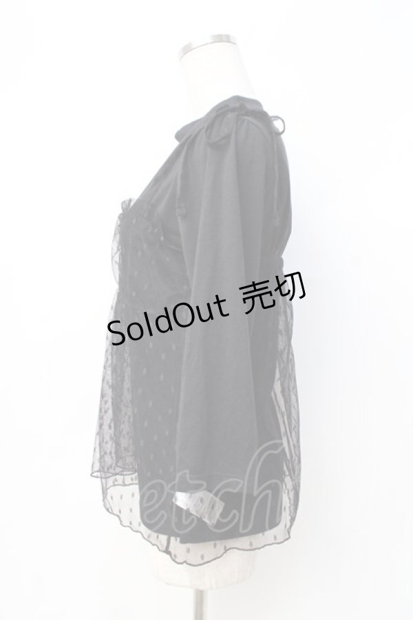 画像2: axes femme / チュールキャミ重ね七分袖トップス  黒 Y-25-08-31-015-AX-TO-SZ-ZY (2)