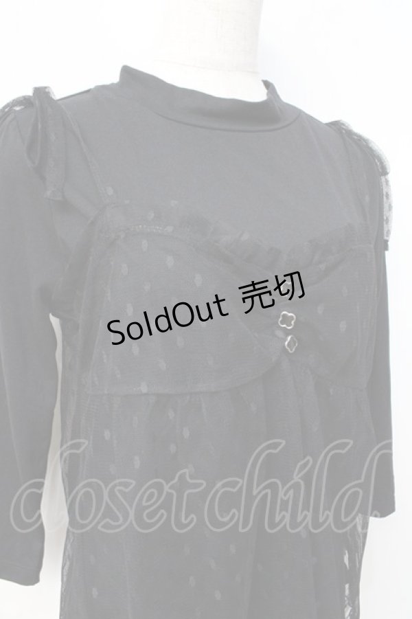 画像4: axes femme / チュールキャミ重ね七分袖トップス  黒 Y-25-08-31-015-AX-TO-SZ-ZY (4)