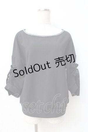 画像: axes femme / 袖リボントップス  黒 Y-25-08-31-016-AX-TO-SZ-ZY