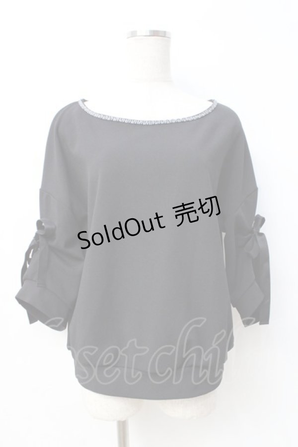 画像1: axes femme / 袖リボントップス  黒 Y-25-08-31-016-AX-TO-SZ-ZY (1)