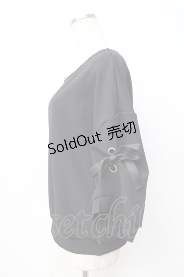 画像2: axes femme / 袖リボントップス  黒 Y-25-08-31-016-AX-TO-SZ-ZY (2)