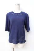 画像1: axes femme / パール使いトップス  紺 Y-25-08-31-017-AX-TO-SZ-ZI (1)