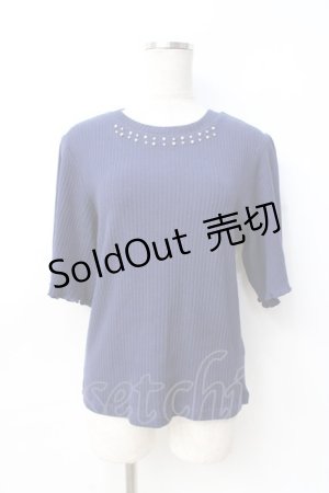 画像: axes femme / パール使いトップス  紺 Y-25-08-31-017-AX-TO-SZ-ZI