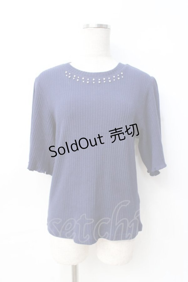 画像1: axes femme / パール使いトップス  紺 Y-25-08-31-017-AX-TO-SZ-ZI (1)