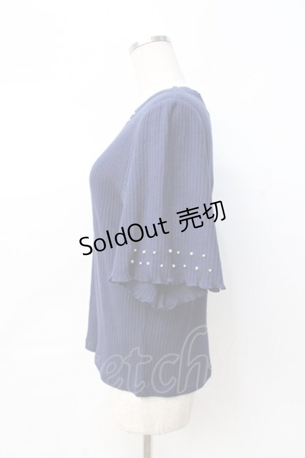 画像2: axes femme / パール使いトップス  紺 Y-25-08-31-017-AX-TO-SZ-ZI (2)