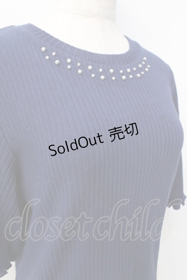 画像4: axes femme / パール使いトップス  紺 Y-25-08-31-017-AX-TO-SZ-ZI (4)